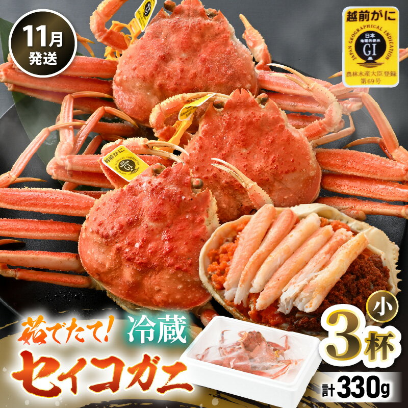 [先行予約][冷蔵] 旬のセイコガニ 小 3杯 計330g以上(茹で前)説明書付き [2025年11月上旬以降順次発送予定]食べ切数量!全て地物!天然! ズワイガニメス せいこがに