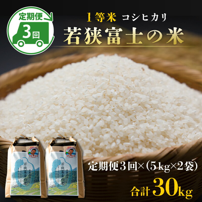 【ふるさと納税】【令和5年産】【3ヶ月連続定期便】一等米コシヒカリ 若狭富士の米 5kg×2袋×3回 計30kg｜お米 精米 白米 コシヒカリ こしひかり 最高等級[D-012003]