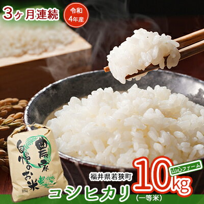 【ふるさと納税】【3ヶ月連続】令和4年産福井県若狭町コシヒカリ（一等米）10kg（山...