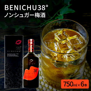 【ふるさと納税】無糖の梅酒BENICHU38°（750ml×6本）　【お酒・洋酒・リキュール】