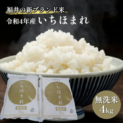 無洗米 いちほまれ4kg(令和5年産)福井の新ブランド米 2kgを2袋 [ お米 白米 精米 名作 粒感 粘り 絶妙 優しい 甘さ ]