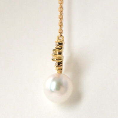 【ふるさと納税】ジュエリーの街【山梨甲府】よりお届けする　K18YG　アコヤ真珠　ダイヤモンドネックレス　N31【配送不可地域：離島・沖縄県】【1229799】