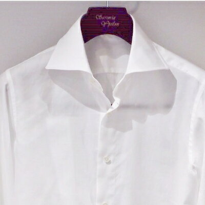 【ふるさと納税】ハンドメイド　ドレスシャツ　 白　Lサイズ　cotton100% 140番双糸ツイル生地【1239539】