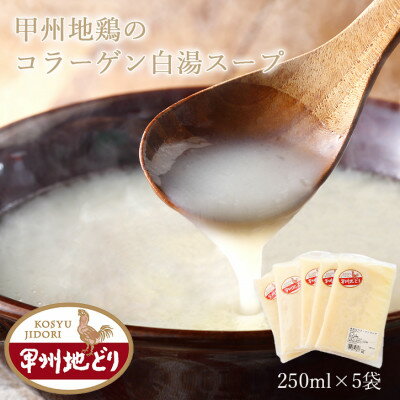 【ふるさと納税】旨味が凝縮!希少な甲州地どりコラーゲンスープ 250ml×5袋 山梨ブランド地鶏の濃厚白湯【配送不可地域：離島】【138720..