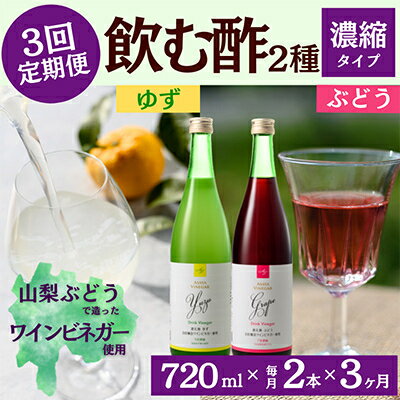 [毎月定期便]飲む酢のイメージを変える!ドリンクビネガー2種[濃縮タイプ]720ml×2本全3回[配送不可地域:離島]