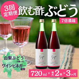 【ふるさと納税】【毎月定期便】飲む酢のイメージを変える!ドリンクビネガーぶどう《7倍濃縮》720ml×2本全3回【配送不可地域：離島】【4012324】