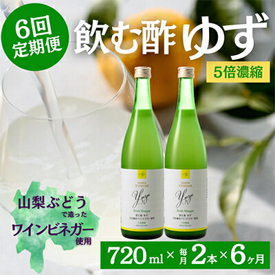 【毎月定期便】飲む酢のイメージを変える!ドリンクビネガーゆず《5倍濃縮》720ml×2本全6回【配送不可地域：離島】【4012326】