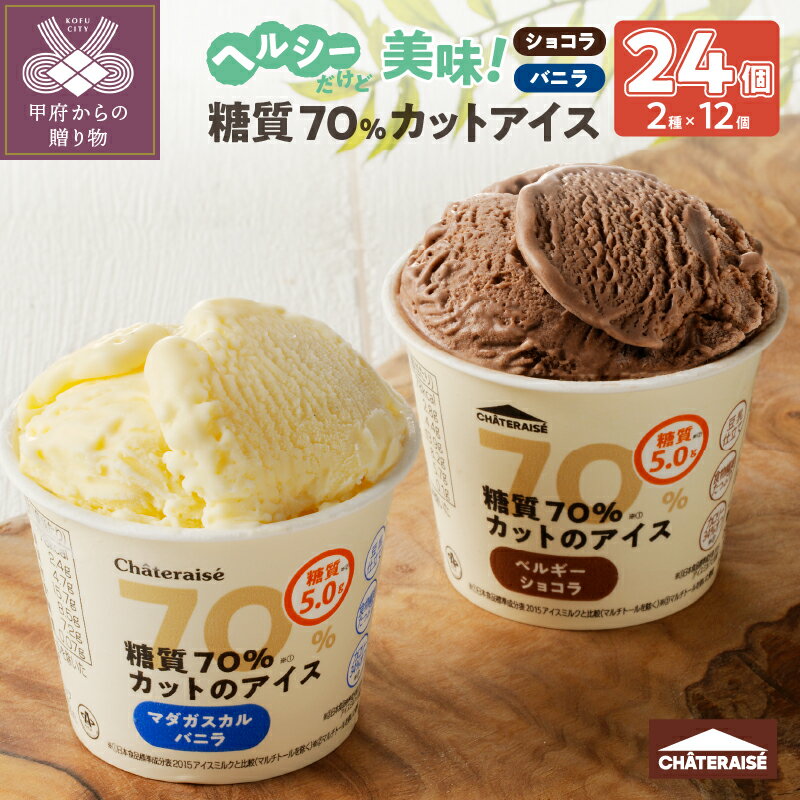 【ふるさと納税】アイス シャトレーゼ 糖質カット 洋菓子 カップ 詰合せ 24個入 バニラ ショコラ k066-005のサムネイル