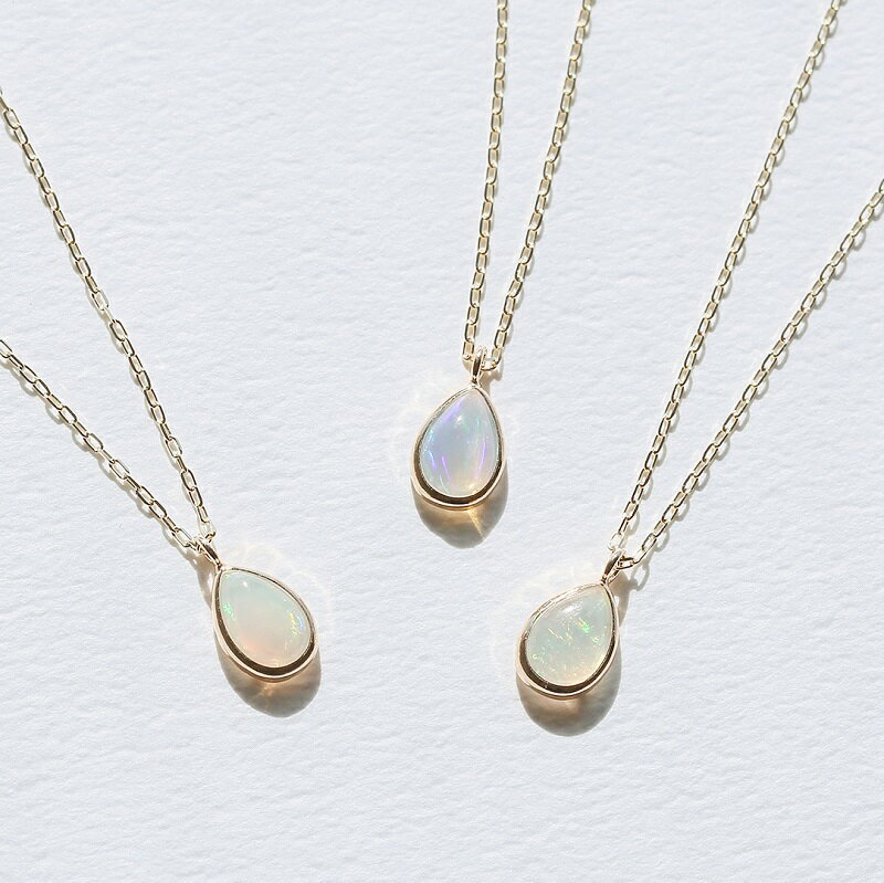【ふるさと納税】＜ 甲府ジュエリー ＞ ネックレス ペンダント ジュエリー レディース アクセサリー K10 ペアシェイプ オパール シンプル 小さめ 普段使い ギフト プレゼント ラッピング ジュエリーケース付 保証書付 k228-080