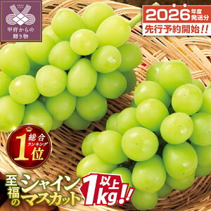 【ふるさと納税】 2026年(来年度)先行予約 ☆総合1位獲得★ 【高評価★】シャイン 楽天限定 先行予約 山梨 県産 ぶどう シャインマスカット フルーツ 人気 ランキング 果物 2房 冷蔵 1kg以上 種なし 大粒 高級 甘い 【2026年8月中旬〜10月上旬頃順次発送】 k245-002