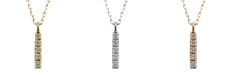 【ふるさと納税】＜ 甲府ジュエリー ＞ ネックレス ペンダント レディース プチ 縦長 ダイヤモンド K10 イエローゴールド ホワイトゴールド ピンクゴールド アズキチェーン 40cm シンプル ギフト プレゼント 日本製 甲府市 J-505 ジュエリーケース付 保証書付 k287-012