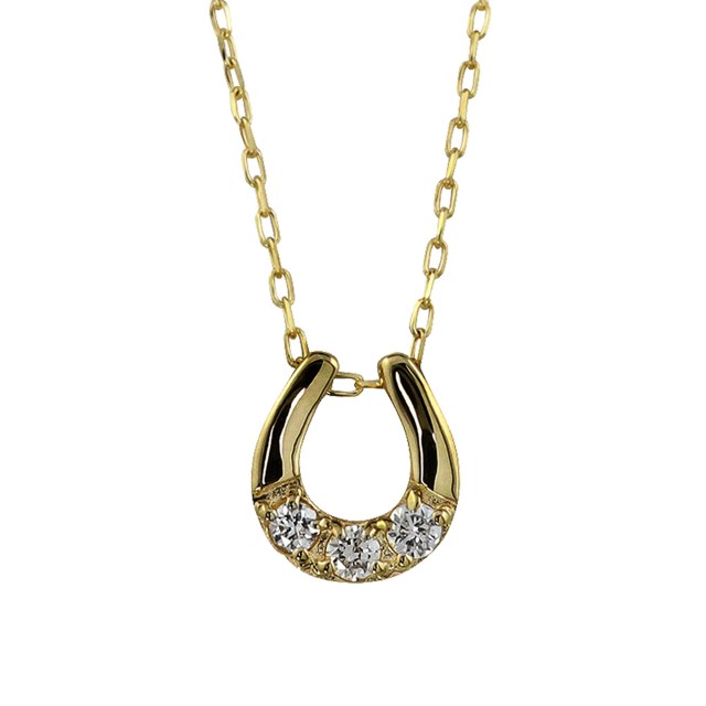 【ふるさと納税】＜ 甲府ジュエリー ＞ ネックレス ペンダント レディース ダイヤモンド 馬蹄 3石 プチ K10 イエローゴールド ホワイトゴールド ピンクゴールド アズキチェーン 40cm シンプル 日本製 甲府市 J-510 ギフト プレゼント ジュエリーケース付 保証書付 k287-015