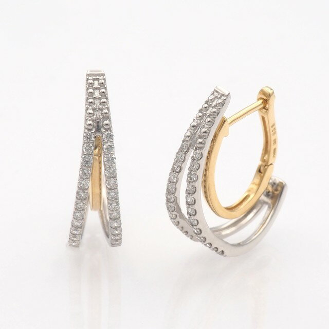 [ 甲府ジュエリー ] ピアス ジュエリー レディース アクセサリー PT900/K18 プラチナ K18 18金 YG フープ ダイヤモンド ダイア ダイヤピアス ダイヤモンドピアス おしゃれ 記念日 贈り物 ギフト プレゼント ジュエリーケース付 鑑別書付 保証書付