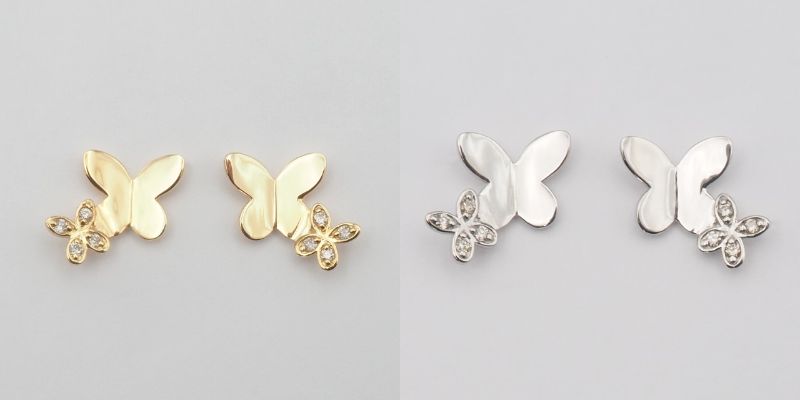 [ 甲府ジュエリー ] ピアス ジュエリー レディース アクセサリー K18 18金 PT900 プラチナ 選べる 地金 蝶々 ダイヤモンド ダイア ダイヤピアス ダイヤモンドピアス おしゃれ 記念日 贈り物 ギフト プレゼント ジュエリーケース付 保証書付