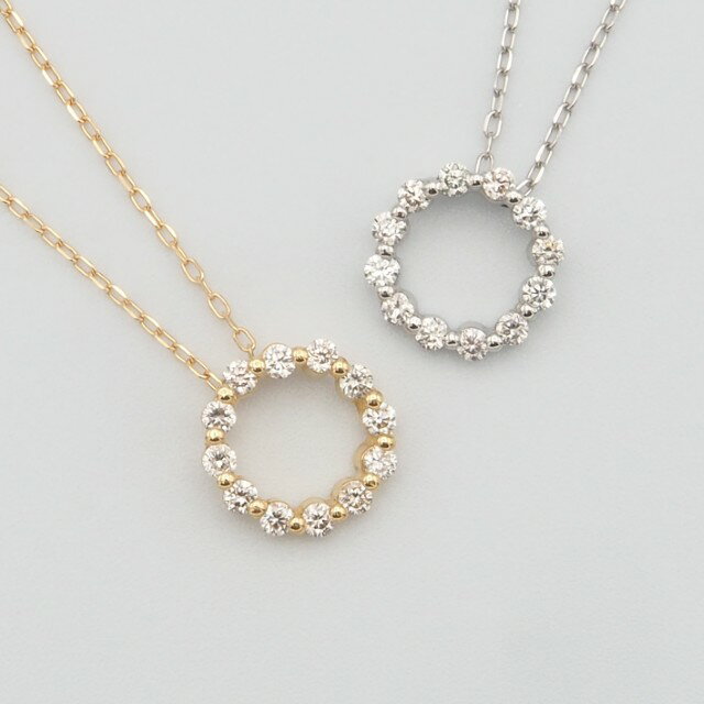 [ 甲府ジュエリー ] ネックレス ペンダント ジュエリー アクセサリー レディース ダイヤモンド 0.15ct 選べる地金 K18 18金 PT900/PT850 プラチナ ギフト プレゼント おしゃれ 記念日 贈り物 サークル ダイア ケース付 保証書付