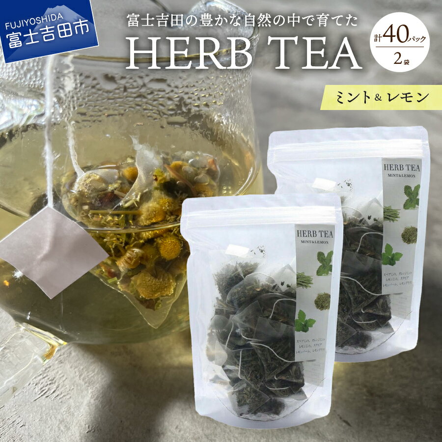 ハーブティー TEA セット ミント レモン 40個 無農薬 自然栽培 茶葉 ティーバッグ リラックス 富士吉田市