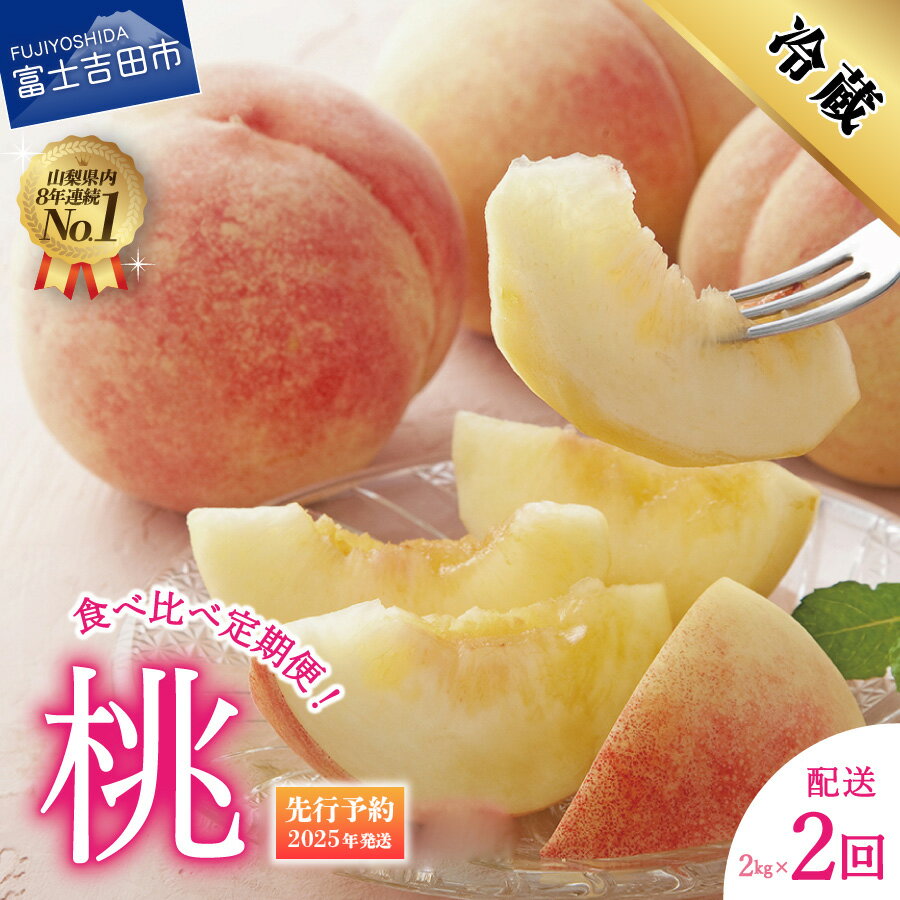 【ふるさと納税】 桃 定期便 約2kg×2回 山梨県産 もも 白鳳系 白桃系 果物 くだもの 2回お届け 食べ比べ定期便 2回 冷蔵発送 数量限定 旬のフルーツ フルーツ 6月 7月 発送 先行予約 山梨 富士吉田市 【2025年発送】のサムネイル