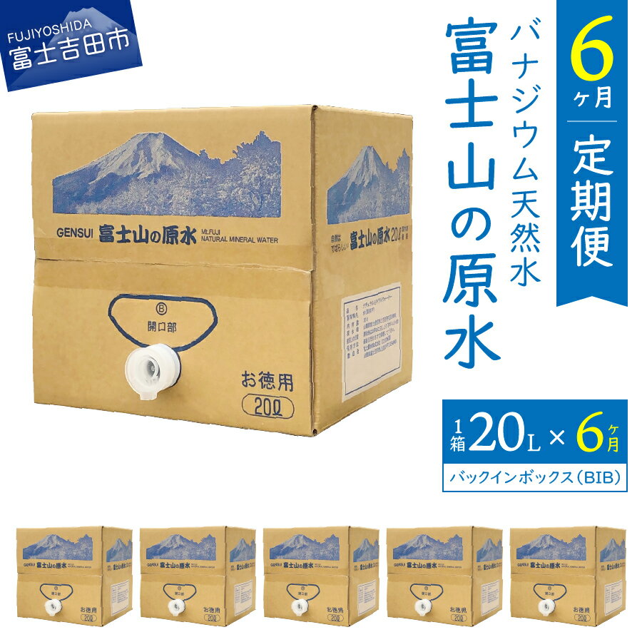  定期便 キャンプ用品 アウトドア用品 天然水 ミネラルウォーター  原水 富士山 おいしい水 バナジウム アウトドア キャンプ 富士山の原水 20L BIB バックインボックス 6ヵ月