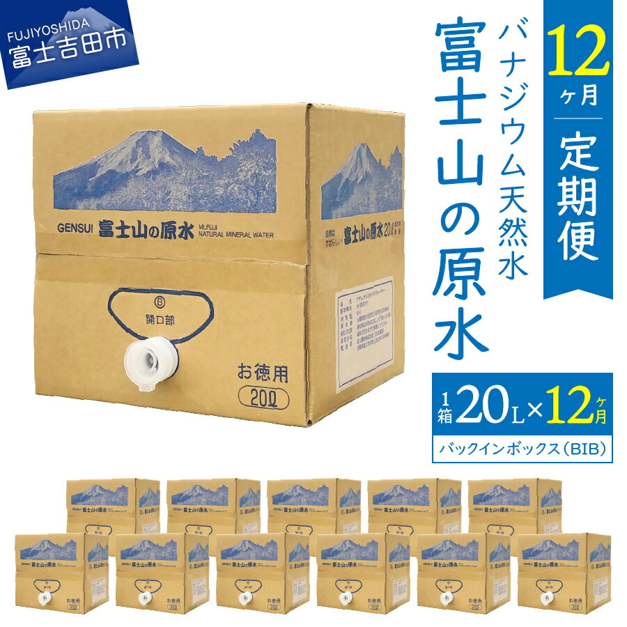 【ふるさと納税】 定期便 キャンプ用品 アウトドア用品 天然水 ミネラルウォーター 【バナジウム天然水】 原水 富士山 おいしい水 バナジウム アウトドア キャンプ 富士山の原水 20L BIB バックインボックス 12ヵ月 1年間 防災 保存 ストック 備蓄 防災グッズ 山梨 富士吉田のサムネイル