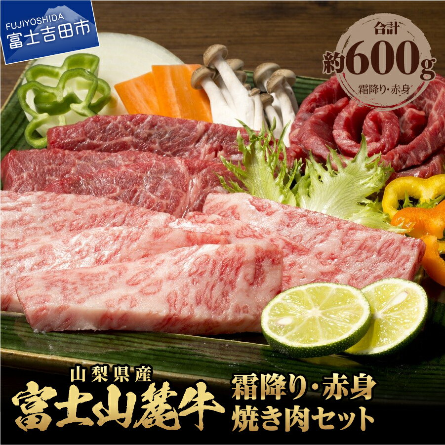 【ふるさと納税】 牛肉 牛霜降り 牛赤身 焼き肉 計約600g 肉 セット 食べ比べ 焼肉 BBQ 精肉 ビーフ 国産 富士山麓牛 霜降り 赤身 冷凍 送料無料 山梨県産 富士吉田のサムネイル