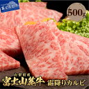 楽天山梨県富士吉田市【ふるさと納税】 焼肉 BBQ 500g 牛肉 カルビ 霜降り アウトドア 山梨県産 富士山麓牛 霜降りカルビ 肉 キャンプ おかず