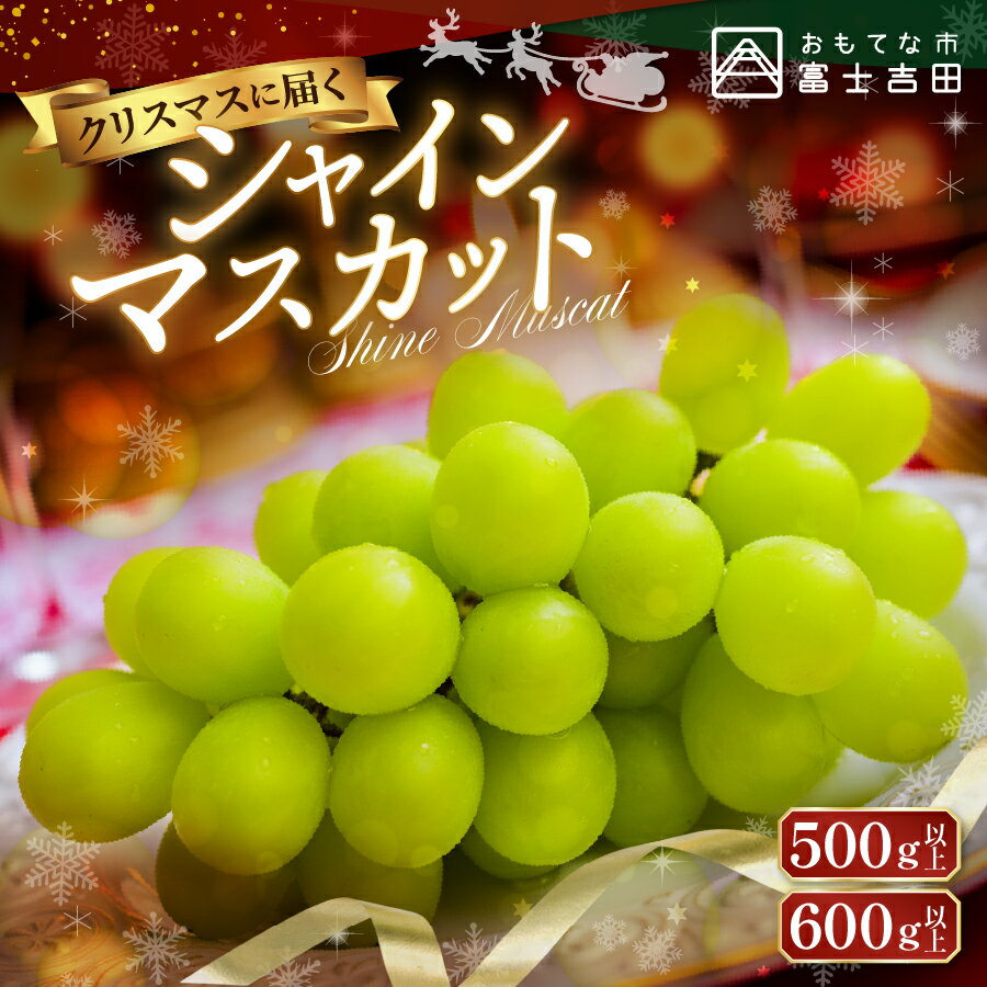 2025年 期間限定 クリスマスに届く シャインマスカット 選べる容量 500g 600g 山梨県産 ぶどう 種なし シャイン マスカット フルーツ 果物 くだもの クリスマス プレゼント 産地直送 葡萄 送料無料 [2025年12月23日、24日、25日 お届け]