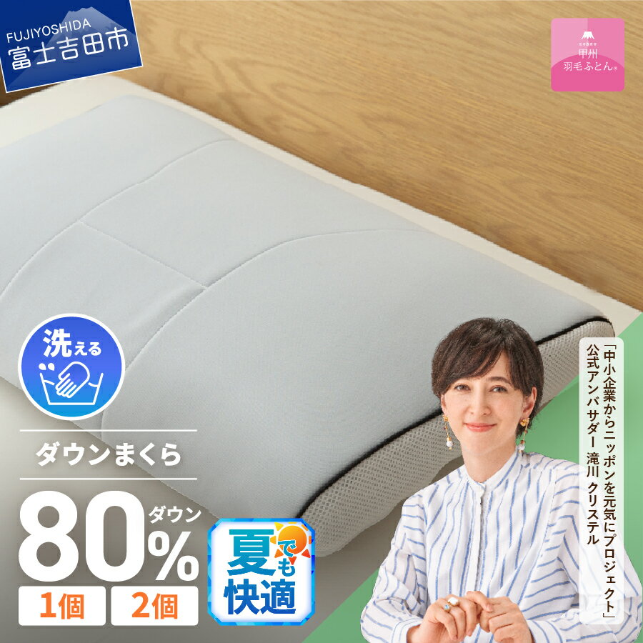 【ふるさと納税】 夏用 枕 安眠 快眠 高反発 通気性 吸湿発散性 日本製 寝具 睡眠改善 富士山 【甲州羽毛ふとん】洗える ダウンエアー ピロー ベッド 暖かい 選べる 個数