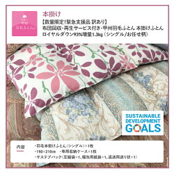 【ふるさと納税】 サステナブル SDGs 数量限定 緊急支援品 訳あり 布団 甲州羽毛 軽量 本掛け 厚手タイプ シングル 寝具 日用品 保温性 ふとん ロイヤル ダウン 93% 増量 1.3kg シングル お任せ柄 暖色 寒色【甲州羽毛ふとん】･･･ 画像1