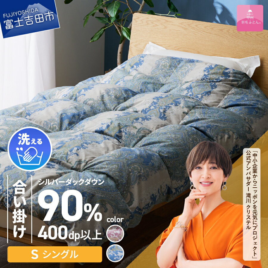 【ふるさと納税】 羽毛布団 掛布団 日本製 合掛け シングル 【甲州羽毛ふとん】 選べるカラー ピン