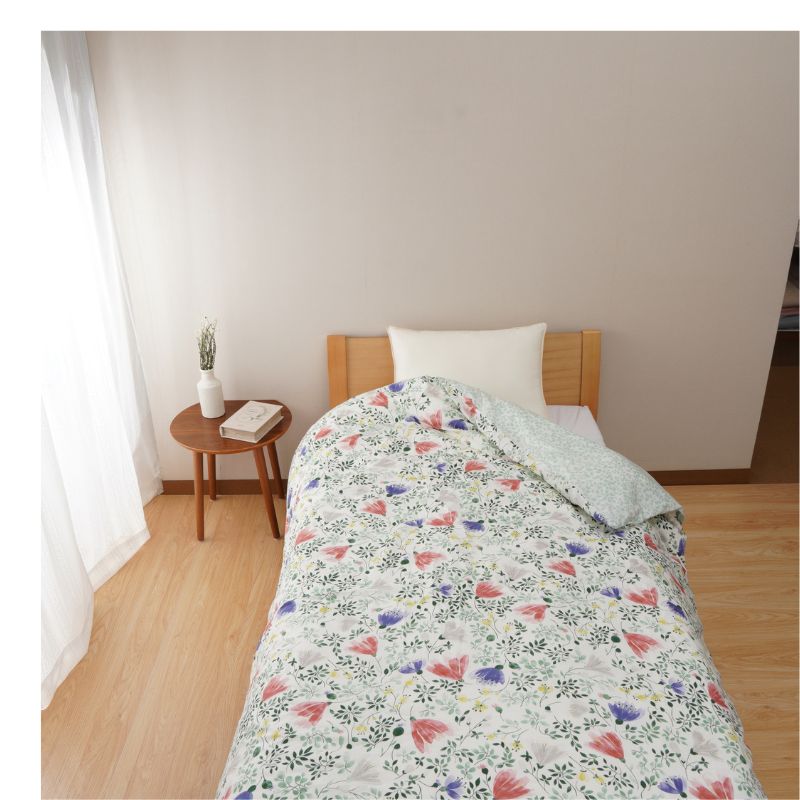 【ふるさと納税】掛けふとんカバー　アンナ・エミリア　ヤグルマソウ　アイボリー＜サイズ選べる仕様＞||カバー　掛けふとんカバー S シングル D ダブル アイボリー ふとんカバー