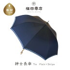 【ふるさと納税】紳士長傘　Tie Plain×Stripe　NAVY｜送料無料 槙田商店 傘 雨傘 おしゃれ メンズ 贈答 プレゼント ギフト 父の日 誕生日 紳士用 日本製 男性 男性用 ビジネス スーツ 職人 通勤 甲州織 楽天ランキング1位 長傘 槙田ジャンプ 高級傘 逸品 名品