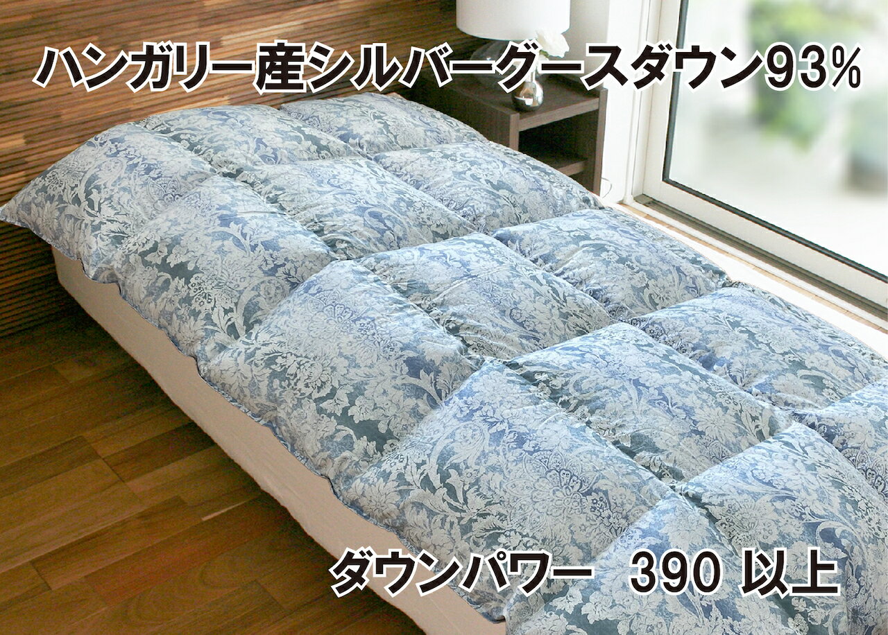 【ふるさと納税】【シングル】羽毛布団　ローヌ　ブルー　150cm×210cm　（羽毛ふとん） シルバーグースダウン ダウン 93％ 北欧デザイン 羽毛 ダウン 羽毛布団 羽毛ふとん 綿100％