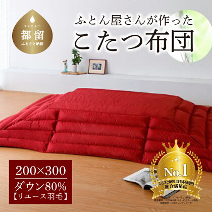 総合満足度1位!国産【羽毛こたつふとん】200×300 ダウン80% 長方形 レッド 送料無料 【抗菌 防臭 加工】防汚 加工 防ダニ 加工 おうちで洗濯OK 選択可 カバーいらず!日本製 リユース羽毛