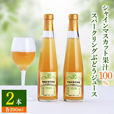 【ふるさと納税】【数量限り】シャインマスカット果汁100%スパークリングぶどうジュース300ml×2本セット【1359119】