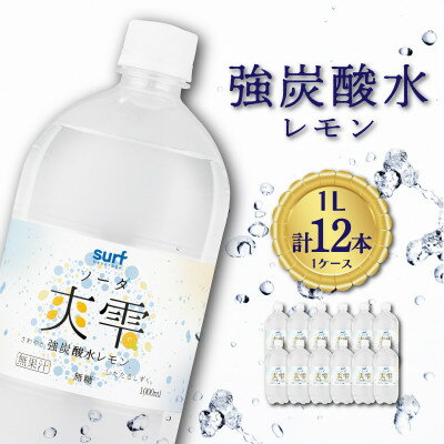 12位! 口コミ数「0件」評価「0」【毎月定期便】サーフ　爽雫(ソーダ)強炭酸水レモン 1L×12本　1ケース　国産炭酸水全3回【4050654】