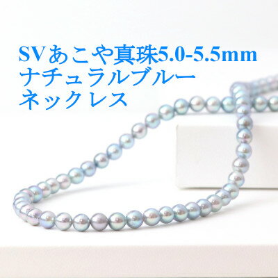 【ふるさと納税】SVあこや真珠ナチュラルブルー5.0-5.5mmネックレス【42cm】【配送不可地域:沖縄県】【1543838】