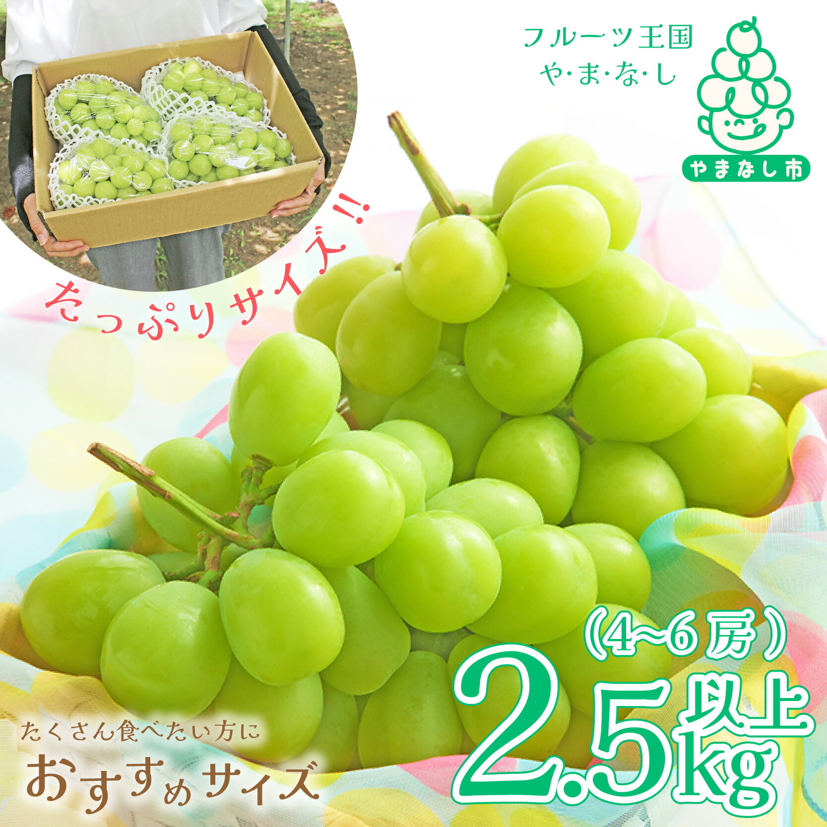 13位! 口コミ数「1件」評価「5」山梨県産シャインマスカット2.5kg以上(4～6房) ふるさと納税【配送不可地域：離島・沖縄県】【1272527】