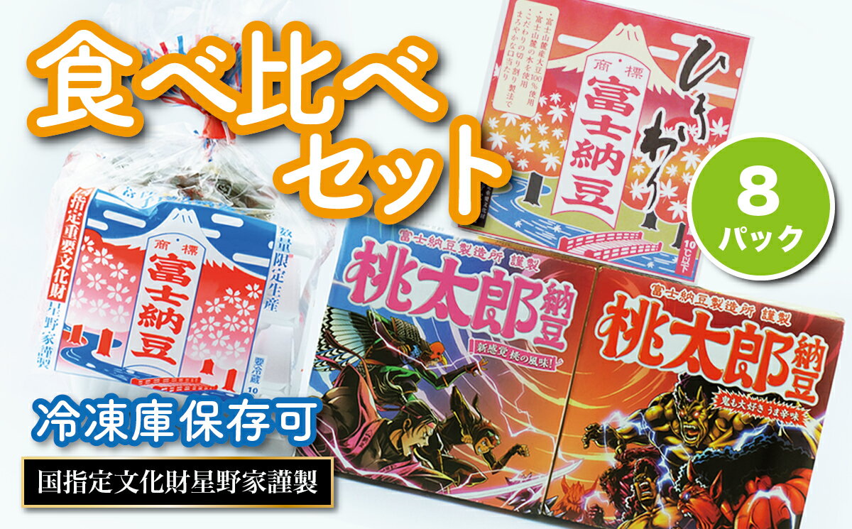 【ふるさと納税】山梨県大月市　富士納豆3種食べ比べセット(富士納豆・桃太郎納豆(桃味／鬼味)・ひきわり納豆)