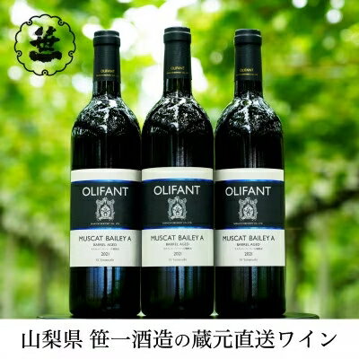 【ふるさと納税】【蔵元直送】笹一酒造のOLIFANT(オリファン)ワイン＜赤＞3本セット