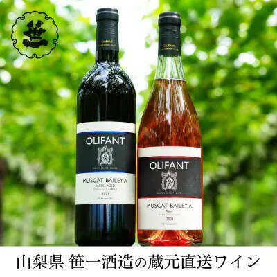 [蔵元直送]笹一酒造のOLIFANT(オリファン)ワイン[赤・ロゼ]飲み比べ2本セット
