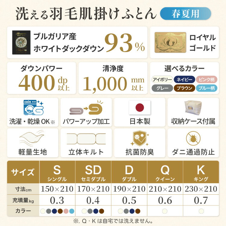【ふるさと納税】 羽毛布団 洗える 掛け布団 布団 寝具 夏用 【選べるサイズ・色】 春用 ホワイトダック93% シングル セミダブル ダブル キング クイーン ダウンケット 肌掛け布団 日本製 ふとん 羽毛 肌掛け ベッド 掛け 軽量 [川村羽毛 山梨県 韮崎市 20742703] f192074-nirasaki-10000731 山梨県韮崎市 サンプル画像3