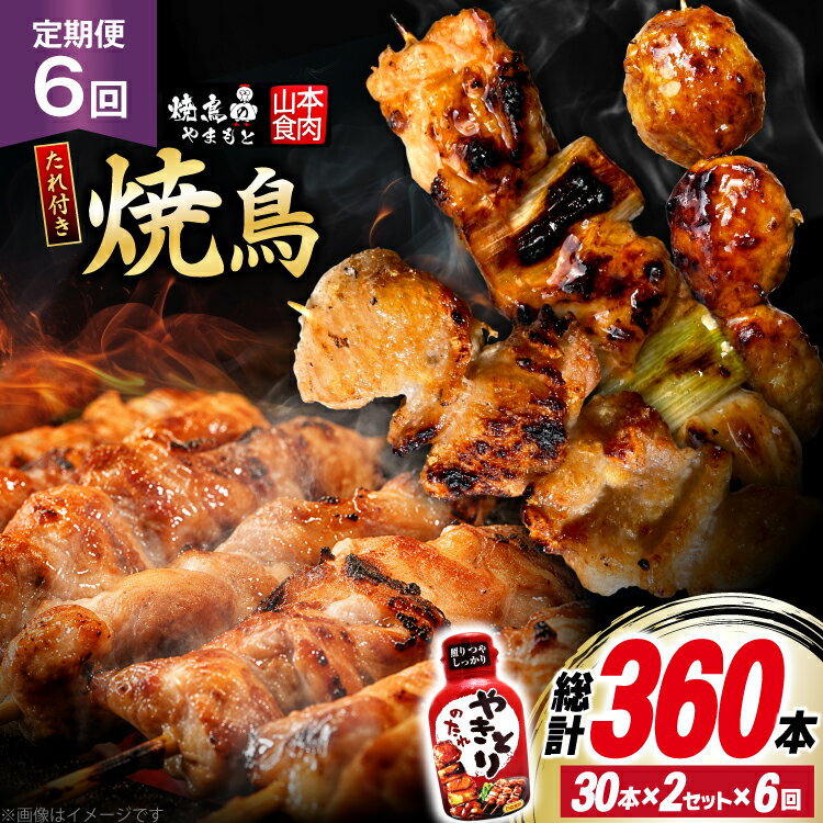 【ふるさと納税】定期便 6回 焼き鳥 たれ付き 焼鳥10種 30本 2セット 1回 60本 合計360本 [山本食肉有限会社 山梨県 韮崎市 20745489] タレ たれ やきとり セット 焼き鳥セット 冷凍 便利 串 f192074-nirasaki-10001598 山梨県韮崎市 パッケージ画像