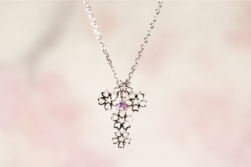 【ふるさと納税】 わに塚の桜モデルペンダント『桜クロス』 [スーパークラフト 山梨県 韮崎市 20743193]