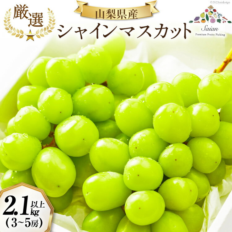【ふるさと納税】【楽天限定】 シャインマスカット 山梨 厳選 約 2.1〜2.4 kg ( 3〜5 房) ぶどう ブドウ 葡萄 種なし 期間限定 冷蔵 ギフト 山梨県産 贈答 送料無料 [斎庵 山梨県 韮崎市 20742009]のサムネイル