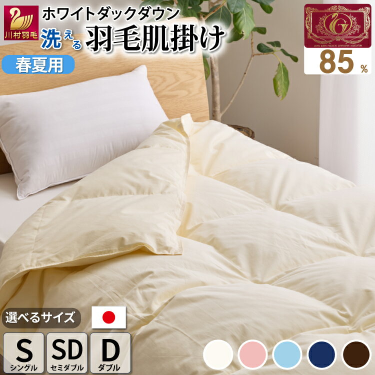 羽毛布団 洗える 掛け布団 布団 寝具 夏用 [選べるサイズ・色] 春用 シングル セミダブル ダブル ダウンケット 肌掛け布団 日本製 ふとん 羽毛 肌掛け ベッド 掛け 軽量 [川村羽毛 山梨県 韮崎市 20743064]