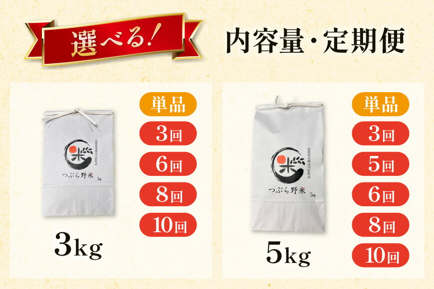 【ふるさと納税】 米 令和8年産 コシヒカリ つぶら野米 3kg 5kg 6kg 10kg 白米 精米 定期便 選べる お米 米 8年産 3ヶ月 6ヶ月 こしひかり 定期 こめ コメ おこめ 3キロ 5キロ 6キロ 10キロ [つぶら野米 山梨県 韮崎市 20745134]