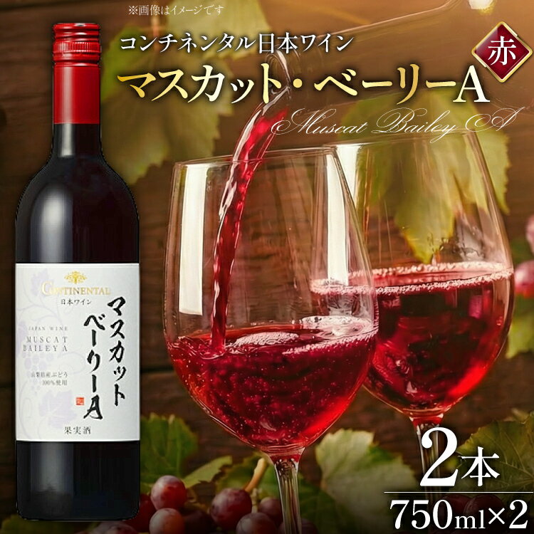 ワイン 山梨 赤 赤ワイン セット 詰め合わせ 日本ワイン お酒 アルコール コンチネンタル マスカット・ベーリーA 750ml × 2本 酒 洋酒 母の日 父の日 記念日 ギフト 送料無料 [サン.フーズ 山梨県 韮崎市 20743138]