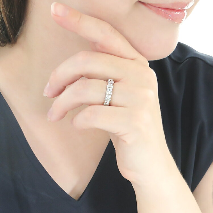 ふるさと納税 指輪 プラチナ PT900 ダイヤモンド 0.8ct 5〜16号 ラウンド プリンセスカット 幅広 豪華 ゴージャ f192074-nirasaki-10001397 山梨県韮崎市 サンプル画像3