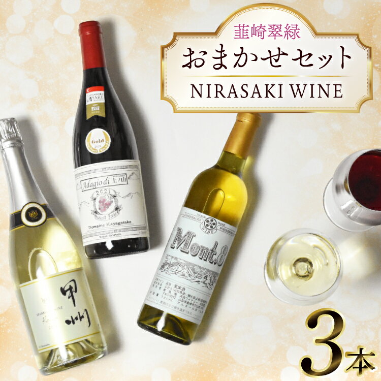 ワイン 山梨 韮崎市産ワイン おまかせ 3本 セット [韮崎翠緑 山梨県 韮崎市 20745301] 赤ワイン 白ワイン ワインセット wine お酒 酒 飲み比べ 飲み比べセット 詰め合わせ 山梨ワイン 甲州ワイン