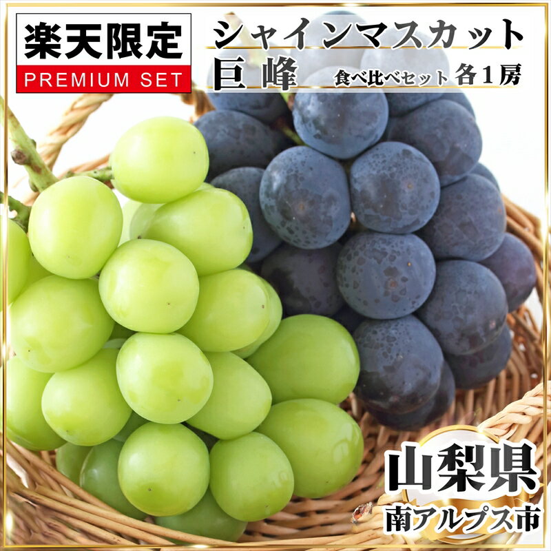 【ふるさと納税】山梨県　南アルプス市　シャインマスカット & 巨峰 食べ比べセット 2房 ぶどう マスカット 果物 旬のフルーツ＜出荷開始：2023年8月下旬出荷開始～2023年10月上旬出荷終了＞ 【 フルーツ ぶどう 山梨県 南アルプス市 】のサムネイル